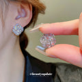 Pale Purple Crystal Flower Cluster Stud Earrings Fashion Jewelry view 1