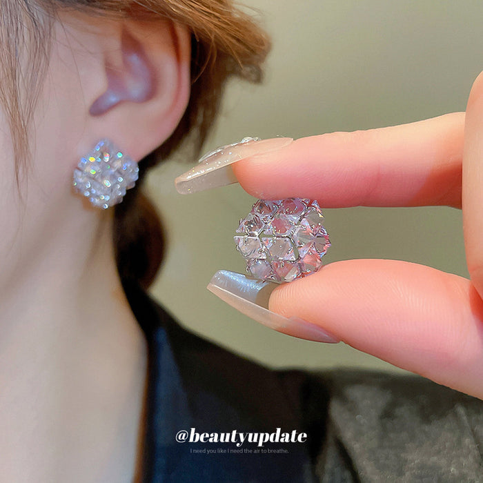 Pale Purple Crystal Flower Cluster Stud Earrings Fashion Jewelry