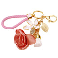 Fabric Rose, Flower, Leaf and Tassel Keychains in Four Colors view 5