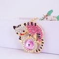Rhinestone Cat Keychain With Round Faceted Gem, 5 Color Options view 2