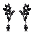 Silver Tone Leaf Crystal Five Designs Metal Dangle Earrings view 10