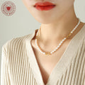 Freshwater Pearl Necklace Gold Open Star Links 40cm Chain view 4