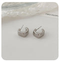Square Mini Hoop Stud Earrings in Gold and Silver Tone view 7