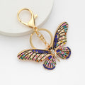 Multicolor Rhinestone Butterfly Keychain Metal Insect Charm view 2