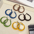 Fuzzy Oversized Round Hoop Earrings in Three Colors view 2
