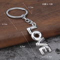 LOVE Letter Pendant Keychain in Gold Tone or Silver Tone view 2