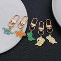 Five Colorful Dinosaur Clasp Keychain Set with Metal Hardware view 2