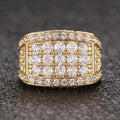 Rectangular Pave Cluster Wide Signet Ring In Polished Gold Tone view 5