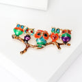 Five Owl Branch Brooch With Enamel and Crystal Details view 4
