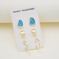 Blue Pink and Green Three Pair Mixed Earring Card Sets view 2