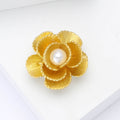 Grooved Petal Flower Brooch With Pearl Center in Gold or Silver view 2