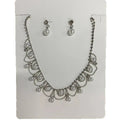 Silver Tone Crystal and Pearl Fringe Collar Necklace view 5