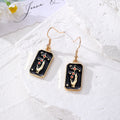 Black Enamel Tarot Rectangle Drop Earrings Gold Hooks 5 Styles view 2