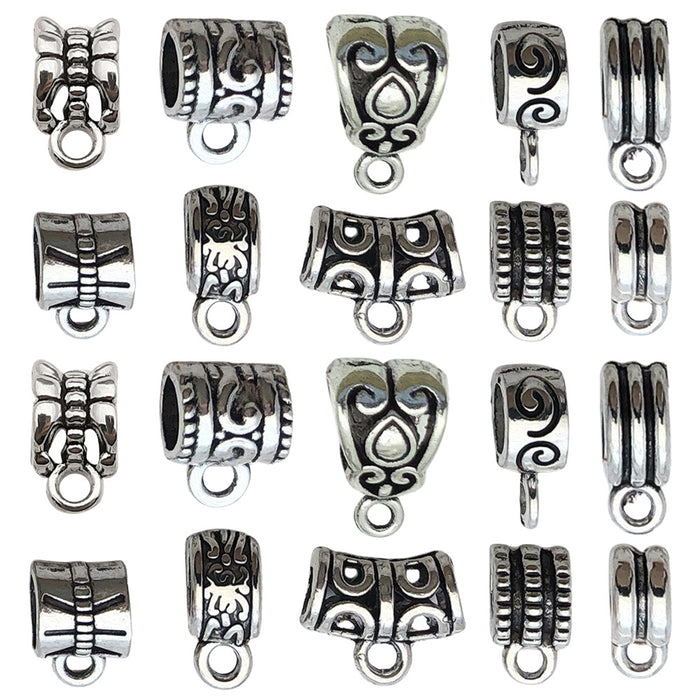 Antique Silver Three-Way Bail Jewelry Findings with 16 Listed Options