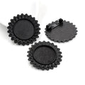 Scalloped Flower Round Cabochon Brooch Bases in Three Finishes view 2