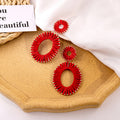 Seventeen Wrapped Oval and Semicircle Leather Earrings view 9