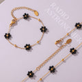 Gold Black Daisy Natural Stone Necklace Bracelet Set Pieces view 1