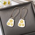 Gold Tone White and Blue Daisy Long Hook Earrings in Seven Designs view 9