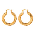 Gold Twisted Rope Hollow Latch Back Hoop Earrings Pair view 5