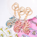Rhinestone Striped Seahorse Keychain Gold Clasp Three Colors view 1