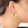 Segmented Bamboo Style Hoop Earrings Polished Statement Fashion Jewelry view 3