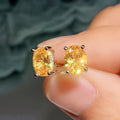 Oval Solitaire Stud Earrings In Ten Bright Stone Colors view 3
