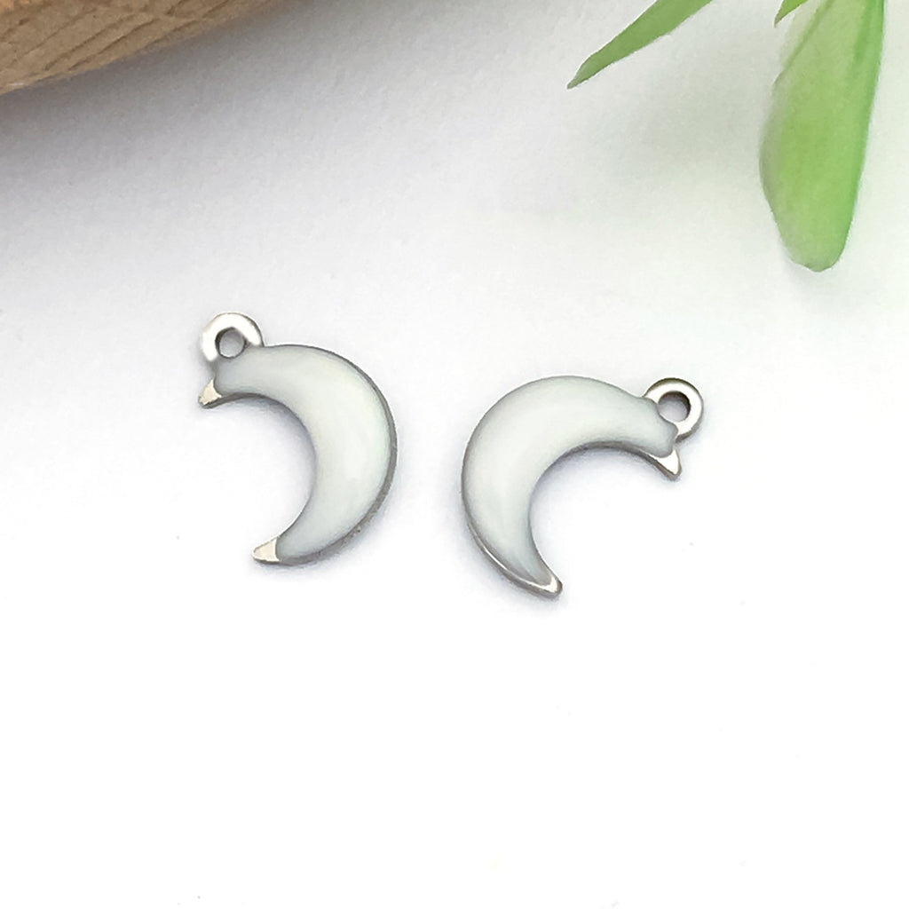 Gold Stainless Steel Enamel Moon Charm Pendant for DIY Bracelet Necklace Jewelry Making