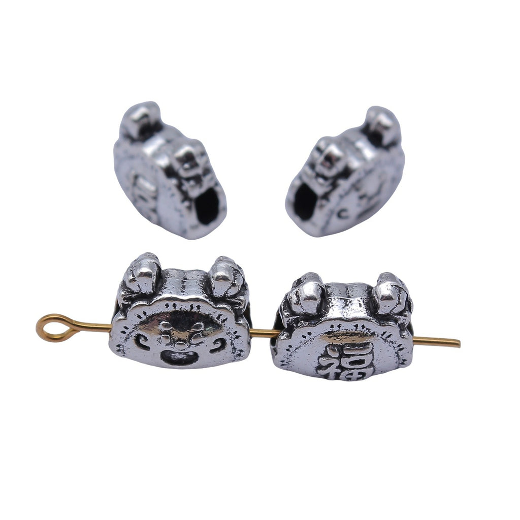 12x9.8x7.2mm 2.1g Antique Silver Zinc Alloy Chinese Dragon Head Through Hole Beads for DIY Bracelet Making