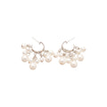 White Beaded Cluster Drop Earrings With Silver Tone Hooks view 5