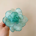 Mesh Fabric Rose Flower Hair Clip Pink Cyan Blue Mauve view 4