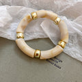 Tube Acrylic Stretch Bracelets Gold Spacers Leopard Gold view 10