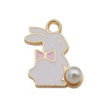 Enamel Zinc Alloy Rabbit Enamel Charm Pendants