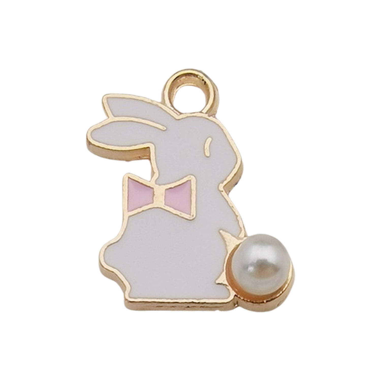 Enamel Zinc Alloy Rabbit Enamel Charm Pendants