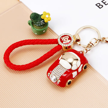 Princess Car Keychains in Pink Red and Blue with Braided and Plain Loops