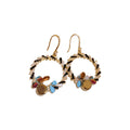 Multicolor Beaded Basket Hoop Hook Earrings with Polished Metal Accents view 5