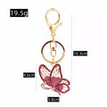 Rhinestone Butterfly Keychain Pearl Gold Metal Bag Charm view 2