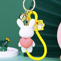 Faux Knit Heart Rabbit Keychains in Six Pictured Color Combinations view 4
