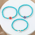 Turquoise Bead Evil Eye Stretch Bracelets in Two Colors view 1