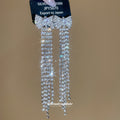 Gold And Silver Tone Bow Crystal Tassel Earrings Decorative Jewelry view 4