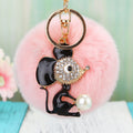 Black Pearl Accent Mouse Keychain with Jeweled Ears and Tail view 3