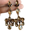 Smoky Champagne Crystal Cluster Earrings with Reflective Details view 5