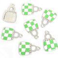 Checkered Handbag Charms in Gold and Silver Tones, Six Colors view 9