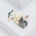 Silver Tone Bird Brooch With Iridescent Shell Wing view 2