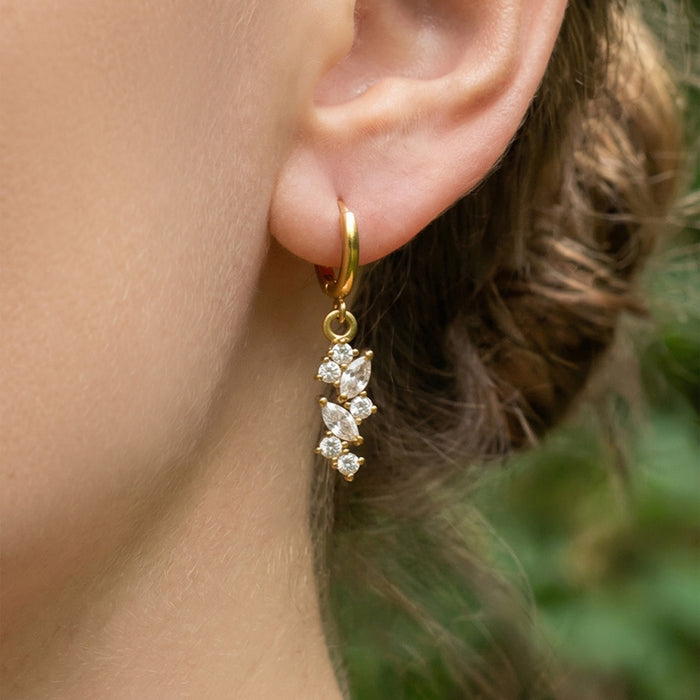 Crystal Leaf Cluster Earrings and Clasp Pendants in Gold and Silver Tone