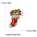 Red Enamel Christmas Stocking Brooch with Crystals view 4
