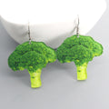 Silver Tone Realistic Broccoli Vegetable Hook Earrings view 4