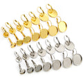 Round Tray French Leverback Earring Settings in Two Tones view 1