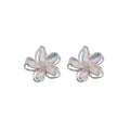 Iridescent Five Petal Flower Stud Earrings In Three Tints view 5