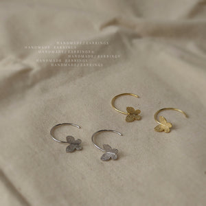 Frosted Butterfly Hook Earrings Gold Silver Metal Pair
