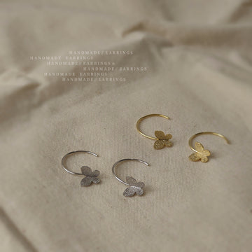 Frosted Butterfly Hook Earrings Gold Silver Metal Pair